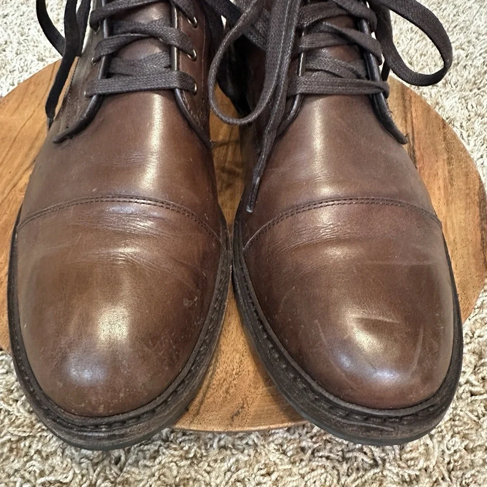 Allen Edmonds‎ LANDON Leather Cap-Toe Lace Up Boots Mens 11.5 Brown Discontinued